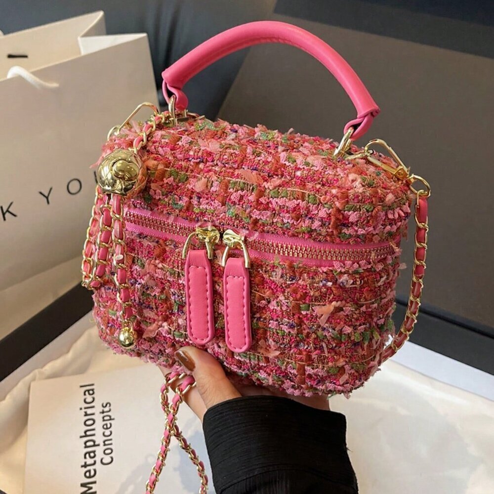 Hot Pink Sweet Women's Mini Quilted Chain Crossbody Bag